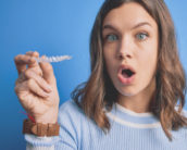 woman with clear braces