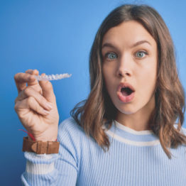 woman with clear braces