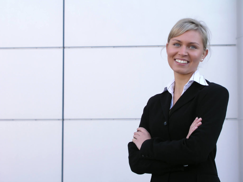 businesswoman with white teeth for interview