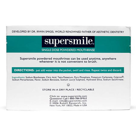 supersmile single dose powdered mounthrinse
